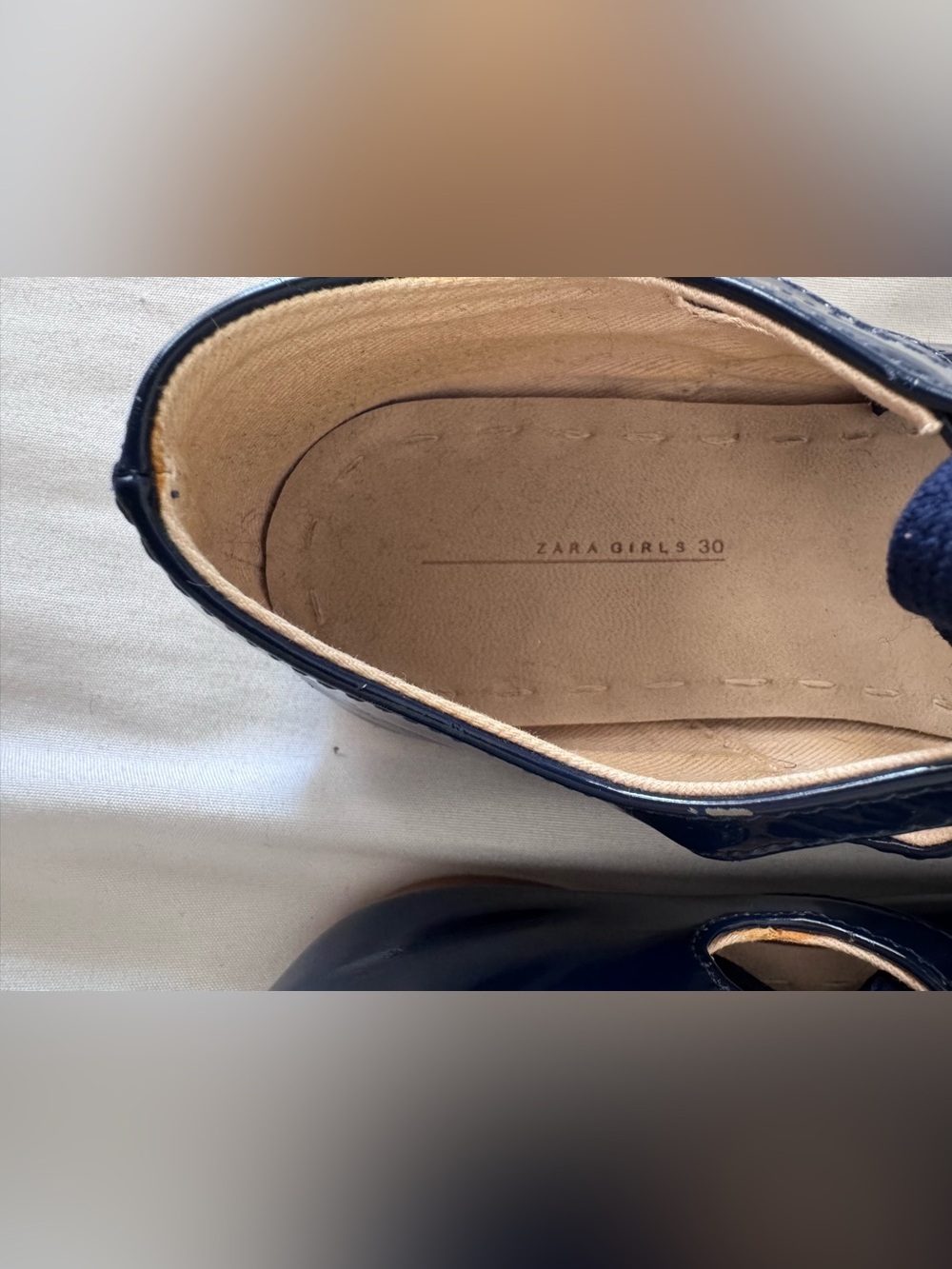 Zara Navy Patent Mary Jane with Lace Tie - Picture 9 of 10